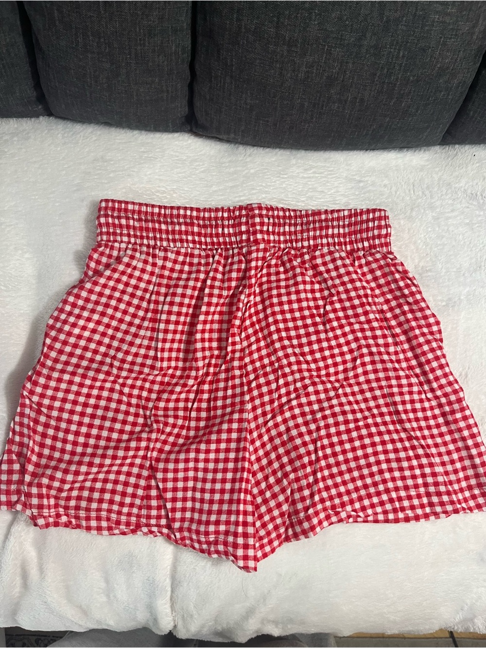 Streetwear Society Red Gingham High-Waist Women's Shorts